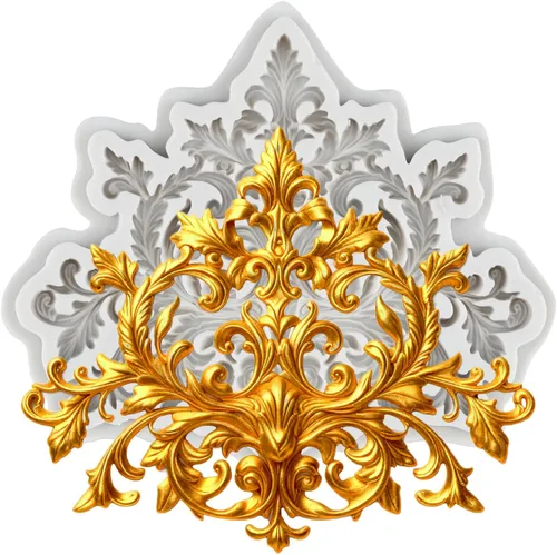 Vista 23 de Moldes barrocos de fondant de encaje de flores, moldes de silicona para curvas, molde de alivio de volutas para decoración de pasteles, decoración