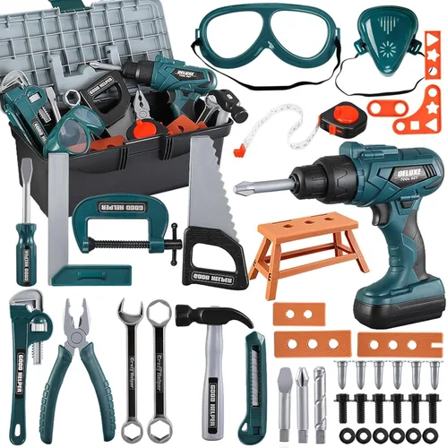 Vista 8 de Juego de herramientas para niños - Juguetes de simulación de construcción Zealous con cinturón de herramientas para niños, juego de herramientas