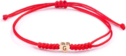 Pulsera con inicial roja para mujeres y hombres, pulseras de letras con dije de inicial, pulseras de cuerda roja con iniciales, cuerda trenzada