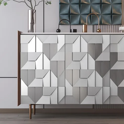 Vista 5 de Papel pintado autoadhesivo de acero inoxidable plateado de Abyssaly extraíble para pegar y pelar para encimeras, refrigeradores, electrodomésticos