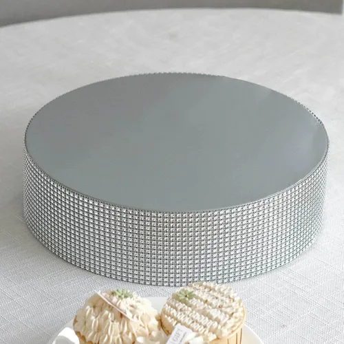 Vista 12 de Efavormart 14 pulgadas de oro, plato elevado para pasteles redondo de metal con relieve, soporte para postres para bodas, cumpleaños y fiestas