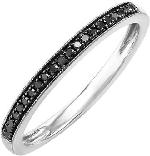 Dazzlingrock Collection Alianza de boda redonda apilable de diamante negro para mujer (0.10 ctw, color negro, claridad oppaco) en plata de ley 925,