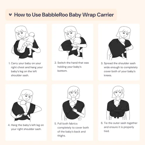 Vista 6 de BabbleRoo Baby Wraps Carrier - Baby Essentials - Portabebés para bebé, seguro y cómodo, transpirable, fácil de usar, ajustable de XS a XL