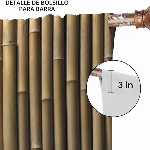 Vista 6 de Cortinas de bambú 3D impresas para exteriores, cortinas de bambú natural japonés zen, sala de estar, cocina, bolsillo para barra, cortinas