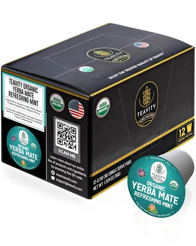 Vista 82 de Teavity - Cápsulas de té orgánico de manzanilla para Keurig - Cápsulas de té descafeinado - Manzanilla agradable (36 cápsulas de té)