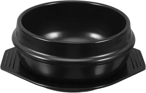Cabilock Olla caliente de barro coreana de arcilla para Bibimbap y sopa, arroz y estofado, olla caliente Bibimbap Jjiage, comida coreana, color negro