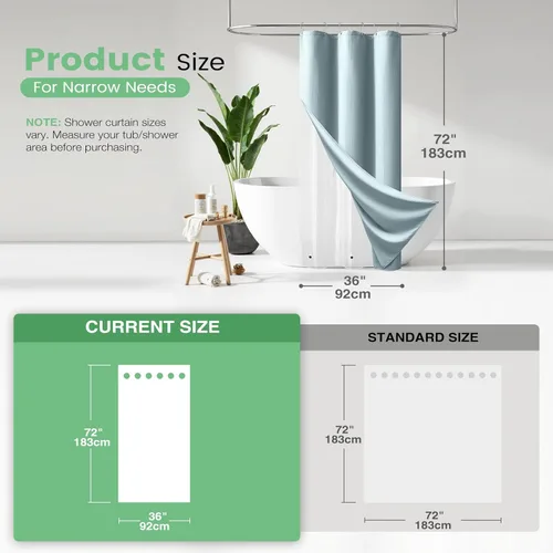 Vista 591 de Cortina de ducha de tela Dynamene verde oscuro - Cortinas de baño de tela de nido de abeja texturizadas resistentes, juego de cortinas de baño