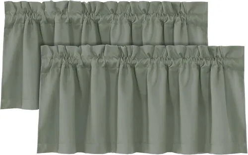 Vista 18 de H.VERSAILTEX Cenefas de cortina 100% opacas para ventanas, 2 paneles con aislamiento térmico, bolsillo para barra, pequeña cenefa corta para cocina