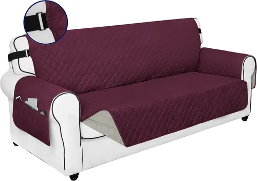 Vista 27 de PureFit Funda de sofá reversible resistente al agua, lavable a máquina, con espuma antideslizante y correa ajustable para perros, mascotas