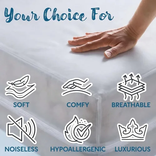 Vista 5 de Guardmax Funda de colchón de vinilo resistente con cremallera completa, protector de colchón impermeable y transpirable, ropa de cama cómoda, suave