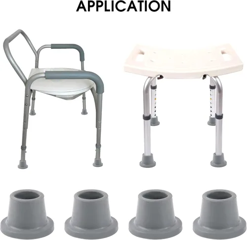 Vista 5 de Paquete de 4 tapas resistentes para patas de silla de ducha, patas de goma de repuesto para asientos de baño, taburetes, puntas antideslizantes