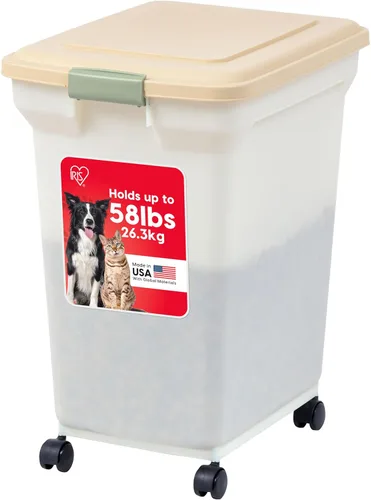 Vista 15 de IRIS USA Contenedor Hermético de Almacenamiento de Alimentos para Mascotas WeatherPro de 22 Libras / 28 Cuartos de Galón con Ruedas Removibles, Para