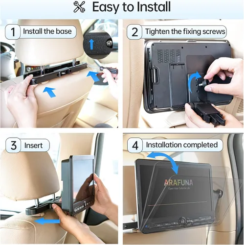Vista 8 de 10.5" Dual Portable DVD Player, Arafuna Rechargable Car Screen Play A Same or Two Different Movies, Headrest for Car with 5-Hour, Support USB/SD