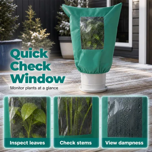 Vista 4 de Cubiertas de protección contra heladas para plantas con ventana de visión blanco-23.6"W x 31.5"H