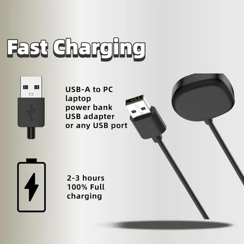 Vista 5 de Cable cargador USB compatible de 3.3 pies para Amazfit T-Rex 3 Balance 2 Helio Strap Estación de carga Dock