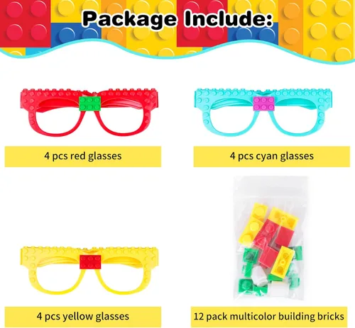 Vista 5 de Hxezoc 12 piezas de ladrillos de construcción DIY gafas bloques de construcción juegos para niños Bloque de construcción creativo suministros