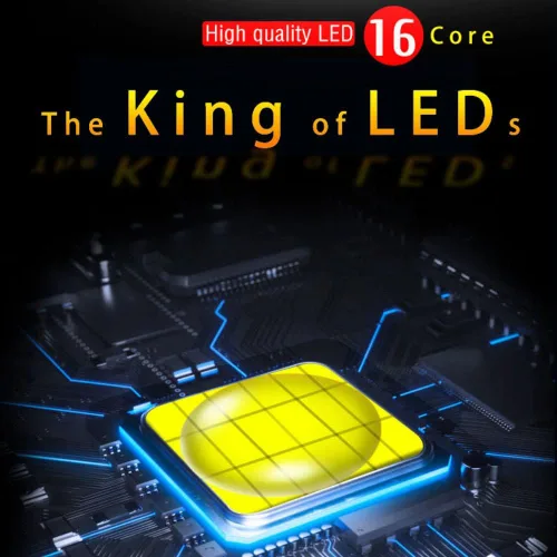 Vista 3 de Linterna frontal LED de caza, súper brillante, 12 V, 16 núcleos, recargable, con batería potente, perfecta para caza, exploración, camping, pesca