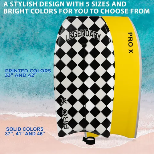Vista 5 de Legendary Pro X Bodyboard para playa con parte inferior dura, tablas Boogie para niños y adultos, selladas térmicamente con núcleo EPS, correa