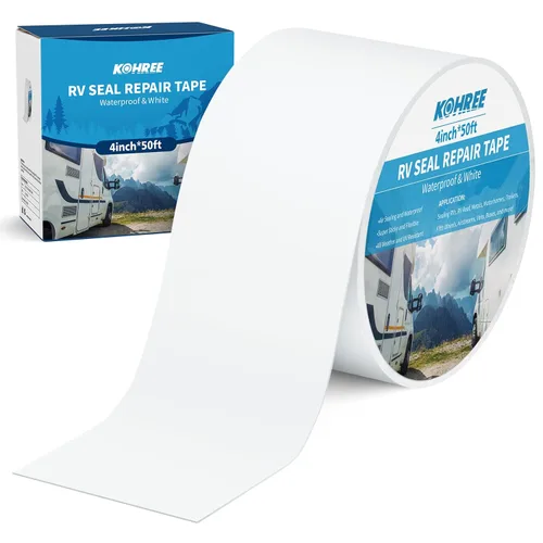 Vista 10 de Kohree Cinta Selladora para RV, 6 Pulgadas x 50 Pies Cinta de Techo para RV Blanca, Resistente a UV, Cinta Selladora de Reparación Resistente a