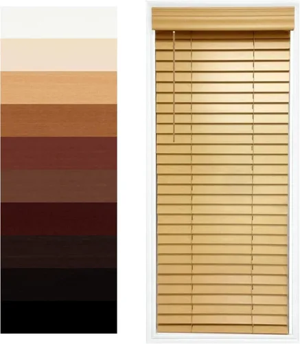 Vista 17 de TailorView Cortinas de ventana horizontales de madera personalizables sin cordón - Paletas de 2 pulgadas - Alabastro - Montaje interior o exterior.