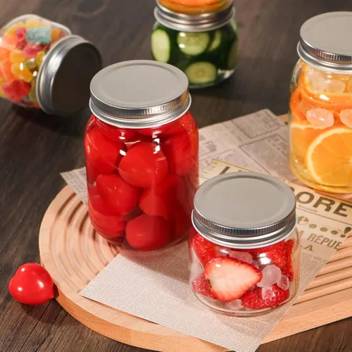 Vista 7 de GUEQUITLEX Tarros de vidrio Mason con tapas, tarro de conservas genuino de 16 oz, tarros para conservas para almacenamiento de alimentos, alimentos