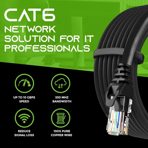Vista 8 de GEARit Cable de conexión Ethernet Cat 6 de 0.5 pies, color negro (paquete de 10), cables de conexión Cat6 de 0.5 pies, cable de conexión