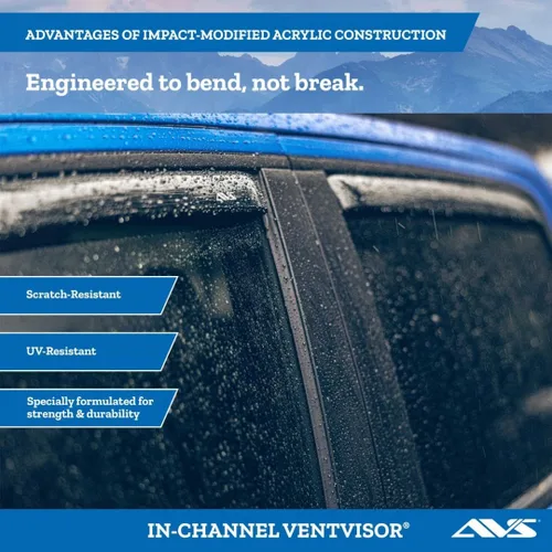 Vista 3 de Auto Ventshade [AVS] Protectores de lluvia en canal para Ram 1500 2019 - 2025, CREW CAB SOLAMENTE; Viseras de ventilación de ventana, 4 uds. - Humo