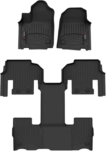 WeatherTech Alfombrillas de Ajuste Personalizado para Jeep Wagoneer L, Wagoneer, Juego Completo (441704-1-4), Negro