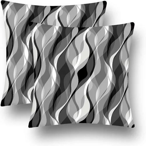 Juego de 2 fundas de almohada modernas con líneas geométricas en blanco y negro para sala de estar, sofá, decoración del hogar, arte abstracto,