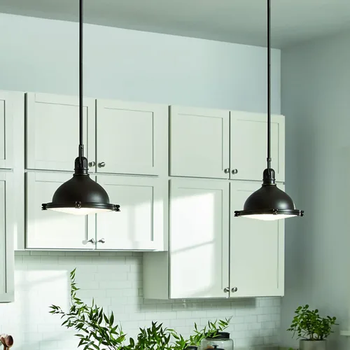 Vista 8 de Kichler Hatteras Bay 11" 1 Lámpara colgante con lente Fresnel transparente Olde Bronze®