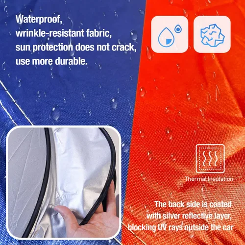 Vista 3 de Parasol para parabrisas de coche, bloquea los rayos UV, protector de visera de sol, material azul, sin reflejos de luz, parasol para X1 X3 X5 (Azul)
