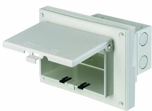 Vista 2 de Cubierta de caja eléctrica Arlington modelo DBVMA1C-1, impermeable, transparente y vertical con borde ajustable de 1/4 de pulgada a 2 y 1/2
