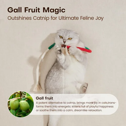 Vista 8 de Potaroma Juguetes para gatos con cuerdas para masticar 3 piezas con hierba gatera natural recargable, juguete seguro para limpieza de dientes