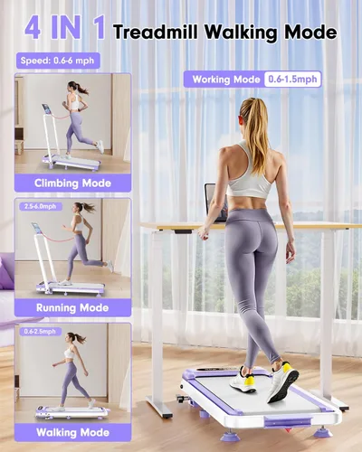 Vista 4 de 2025 Upgrade Walking Pad Treadmill with 8% Incline & Handle Bar, 3.5HP Portable Treadmill for Home Small, Under Desk Compact Walking Pad 300+lb