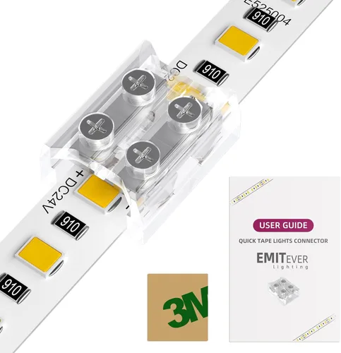 Vista 9 de EMITEVER Conectores de tira LED de 0.394 pulgadas, 12 piezas, conector de esquina LED en forma de L, sin soldadura, cinta transparente sin