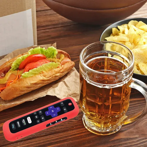 Vista 2 de Paquete de 2 fundas de control remoto con tapa de batería para TCL Roku Smart TV Streaming Stick Remote, funda protectora de silicona universal piel