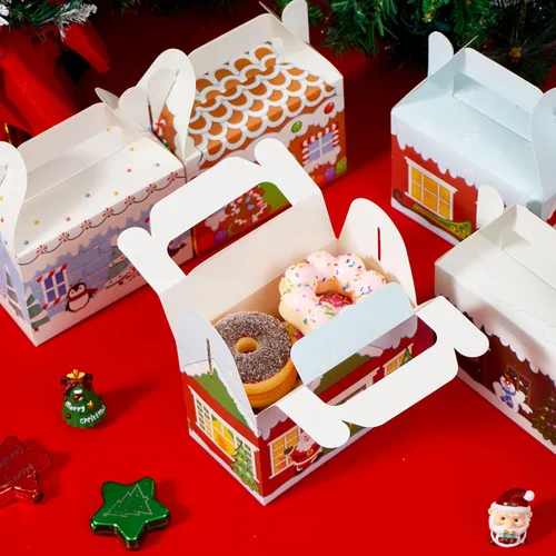Vista 9 de JOYIN 24 PCS Cajas de Cartón 3D de Casa de Navidad para Golosinas de Regalo Navideño, Cajas de Papel para Golosinas, Suministros para Obsequios