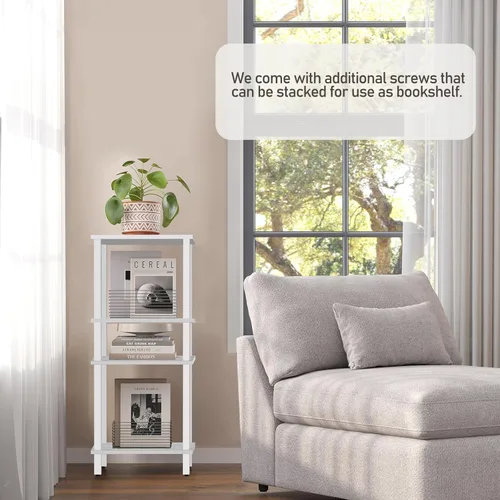 Vista 5 de TUTOTAK TB01BMW034 - Mesa auxiliar, mesita de noche con estante de almacenamiento de 2 niveles, para espacios pequeños