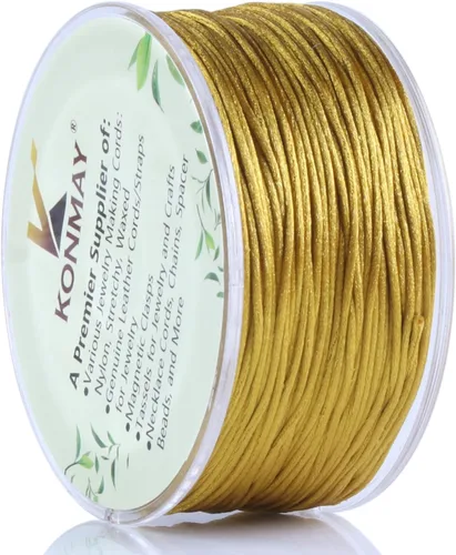 Vista 56 de KONMAY - Cuerda de nailon satinado de seda, 45.72 metros, 0.8mm cola de rata, para nudos chinos, Kumihimo, abalorios, macramé, joyería, Verde manzana