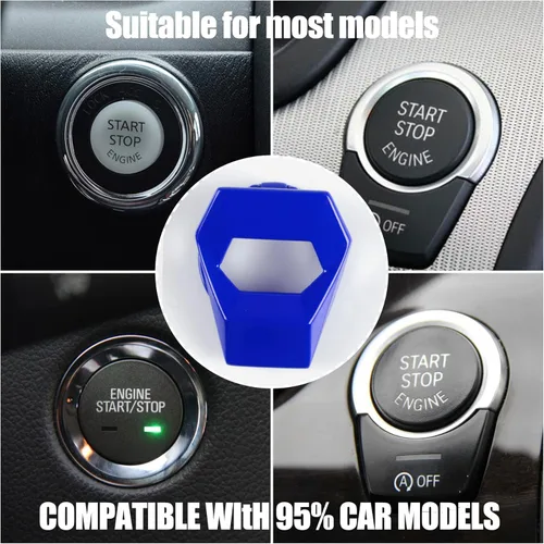 Vista 6 de SENGARO Control Universal del Motor, Arranque/Parada del Coche, Acabado de Aleación de Zinc, Cubierta de Un Botón (Azul)