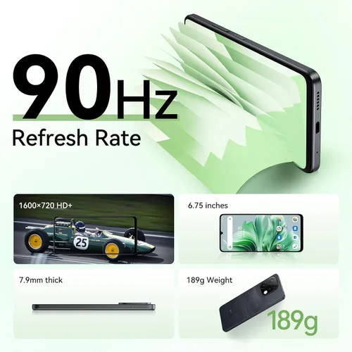 Vista 4 de UMIDIGI Teléfono celular desbloqueado G9C Android 14, Octa-core 12GB +128GB Expandir 1TB teléfono inteligente desbloqueado, 6.75 pulgadas HD+ 90Hz