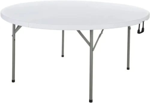 Mesa redonda blanca de 60 pulgadas, mesas redondas plegables para fiestas, mesa circular de plástico, mesa redonda plegable para exteriores, mesa