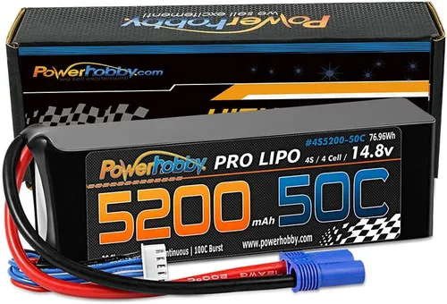 Vista 5 de Powerhobby 4S 14.8V 5200mAh 50C Lipo Battery Soft Case 4-Cell w EC5 Plug (2)