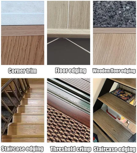 Vista 5 de DAKAJA Tira de transición de nariz de metal para escaleras, grano de madera, para interiores de 0.8 in de ancho, protectores de borde de madera