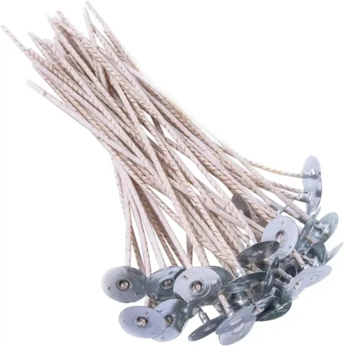 100 mechas ECO de 16 mechas para velas de soja, mechas ecológicas preabbed de 6 pulgadas para hacer velas, CD 22 mecha gruesa de vela con base