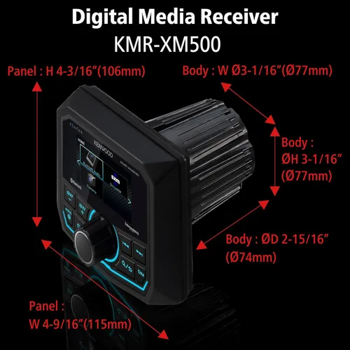 Vista 6 de Kenwood KMR-XM500 eXcelon Marine & Motorsport Receptor de medios digitales impermeable con resistencia a la corrosión y Bluetooth