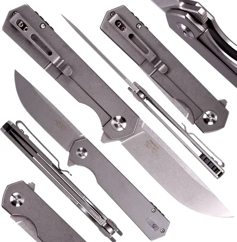 Vista 3 de Firebird GANZO FH12-SS Cuchillo plegable de bolsillo, hoja de acero D2, mango de acero con clip para acampar al aire libre EDC Cuchillo de bolsillo