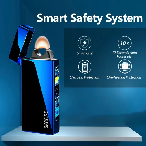 Vista 3 de SKRFIRE Encendedores de arco recargables por USB de plasma, resistente al viento, eléctrico de llama grande, con indicador de batería LED