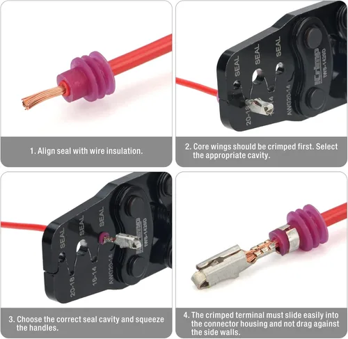 Vista 5 de iCrimp Weather-Pack/Metri-Pack Herramienta de prensado, 20-14 AWG para terminales sellados y sin sellar Delphi Packard