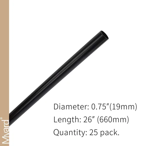 Vista 3 de Myard Balaustres de terraza de hierro redondo hueco clásico de 26 pulgadas para barandilla de terraza, porche, escalera, pasamanos, balaustrada Negro